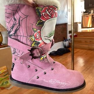 Lightly worn Ed Hardy Suede Boots - Ugg Style Size 9